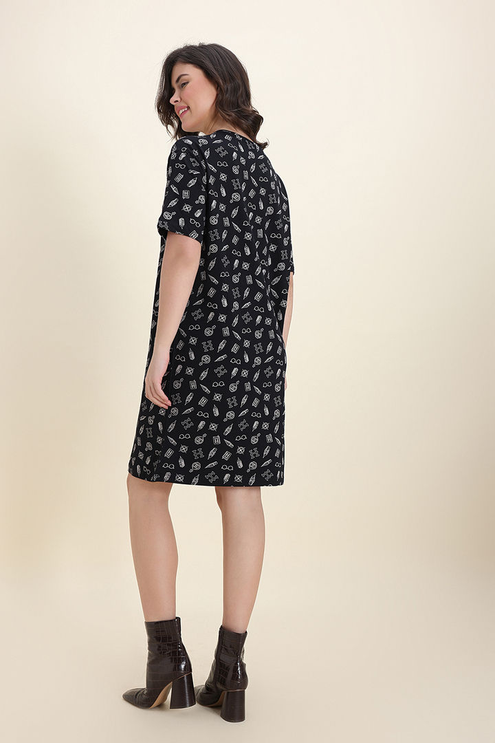 Zivame Harry Potter Knit Cotton Loungewear Dress - Black Beauty — image 4